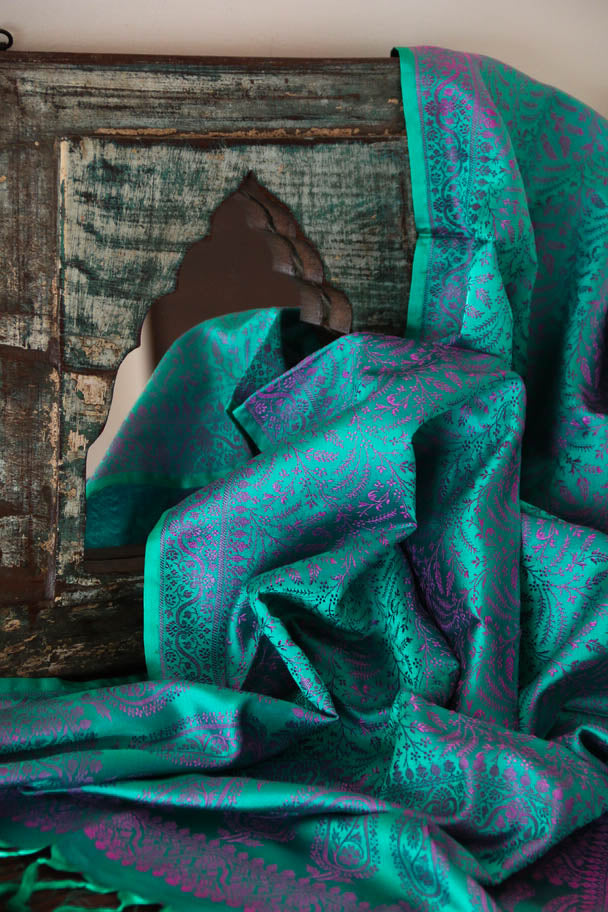 Foulard Swami #008 verde acqua e violetto
