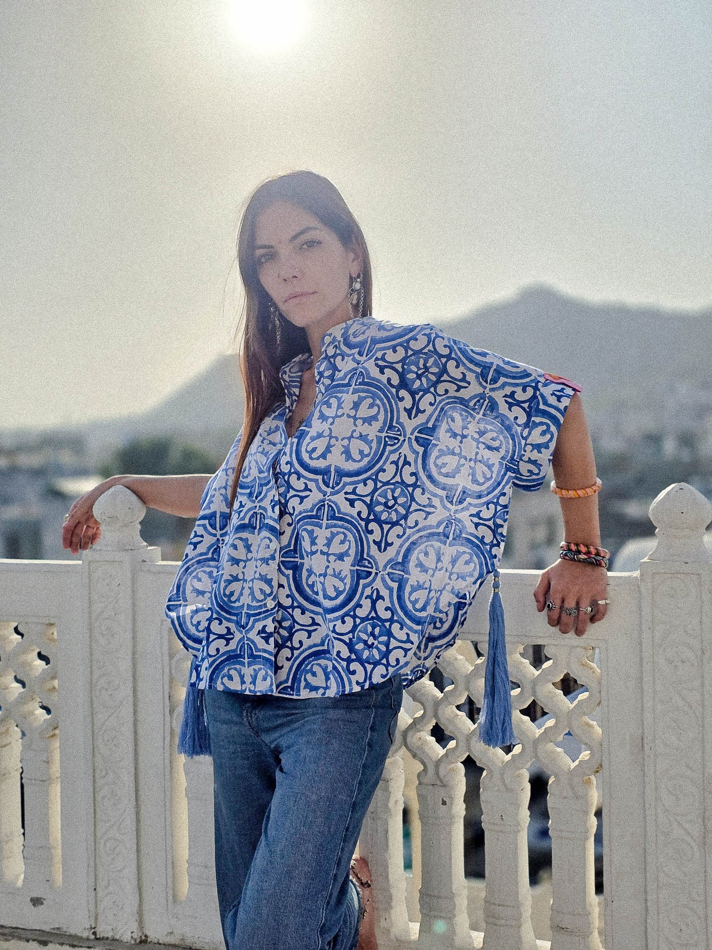 Camicia Padma Bianca e Blu