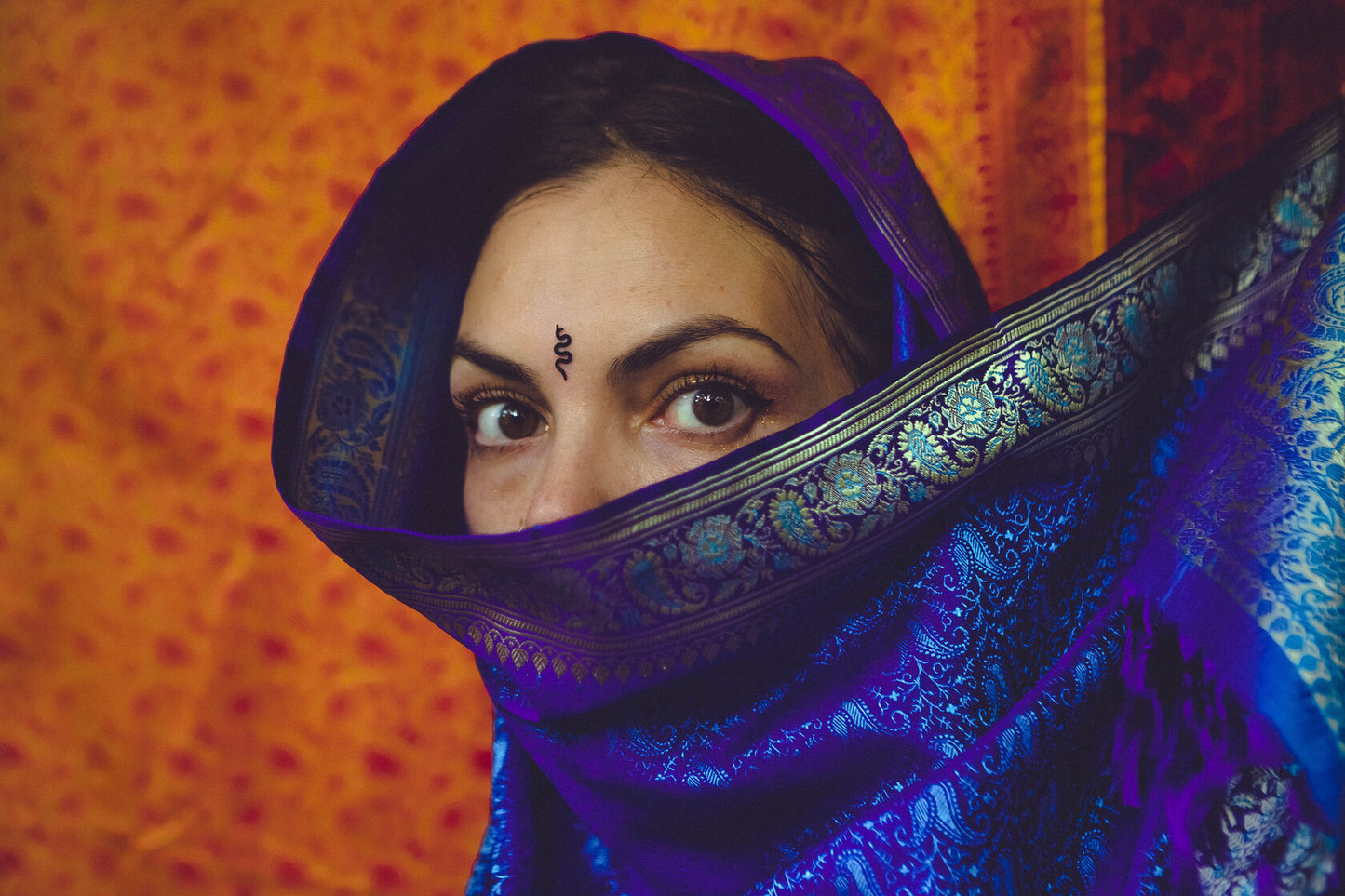 Foulard Zari #001 blu/ viola e oro