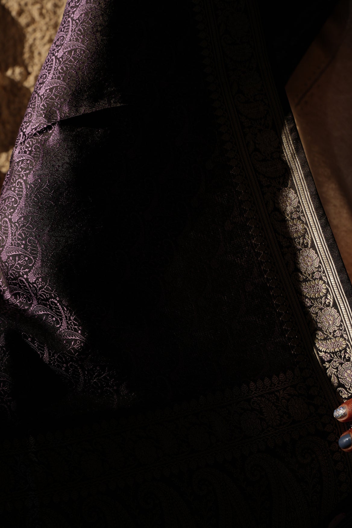 Foulard Zari #011 nero e viola