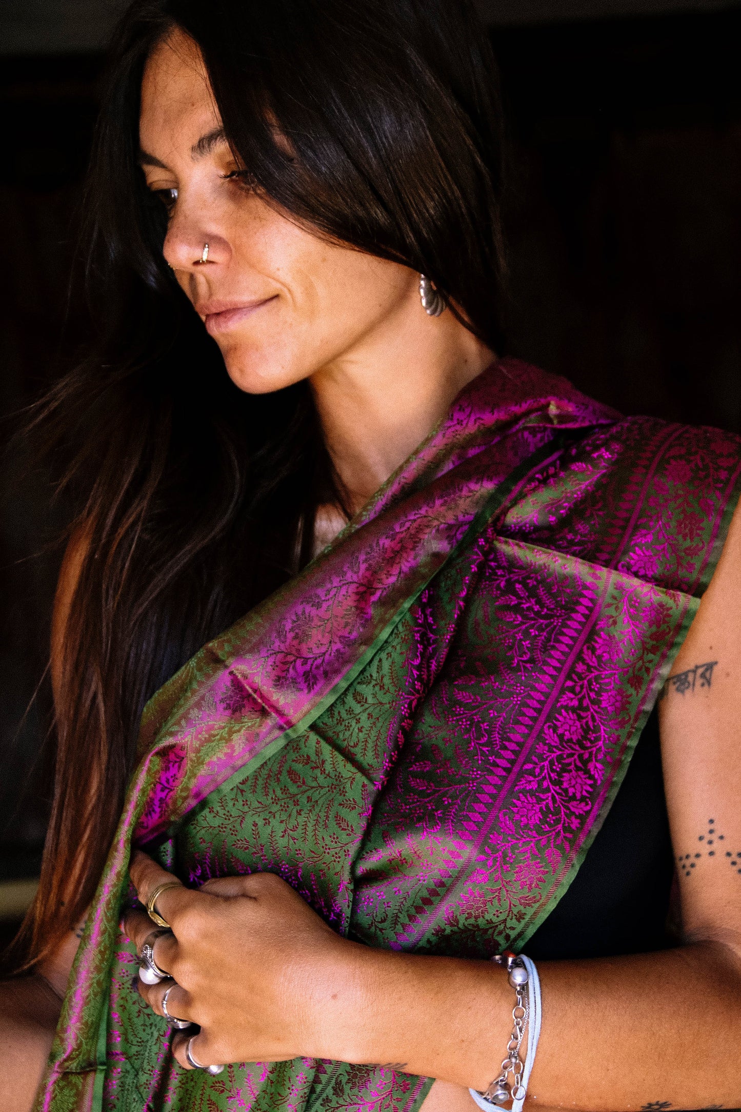 Foulard Swami #021 verde e fuxia