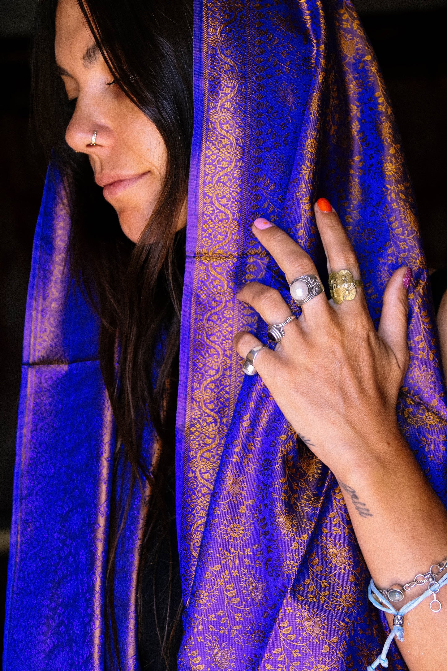 Foulard Swami #014 blu e oro