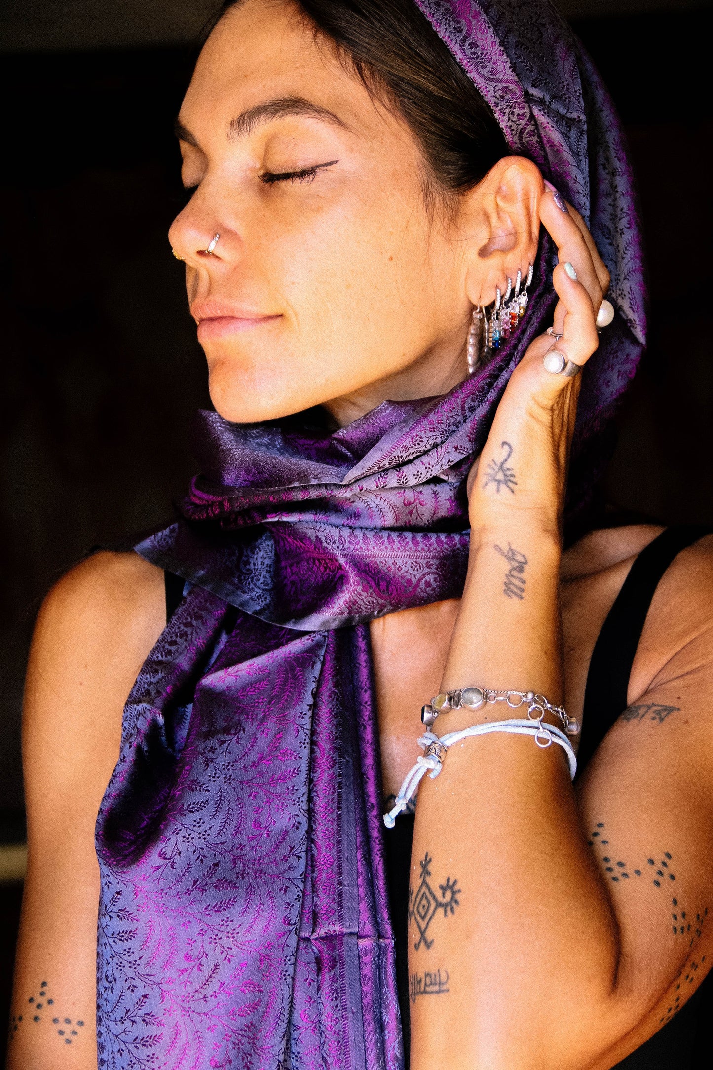 Foulard Swami #020 grigio e viola