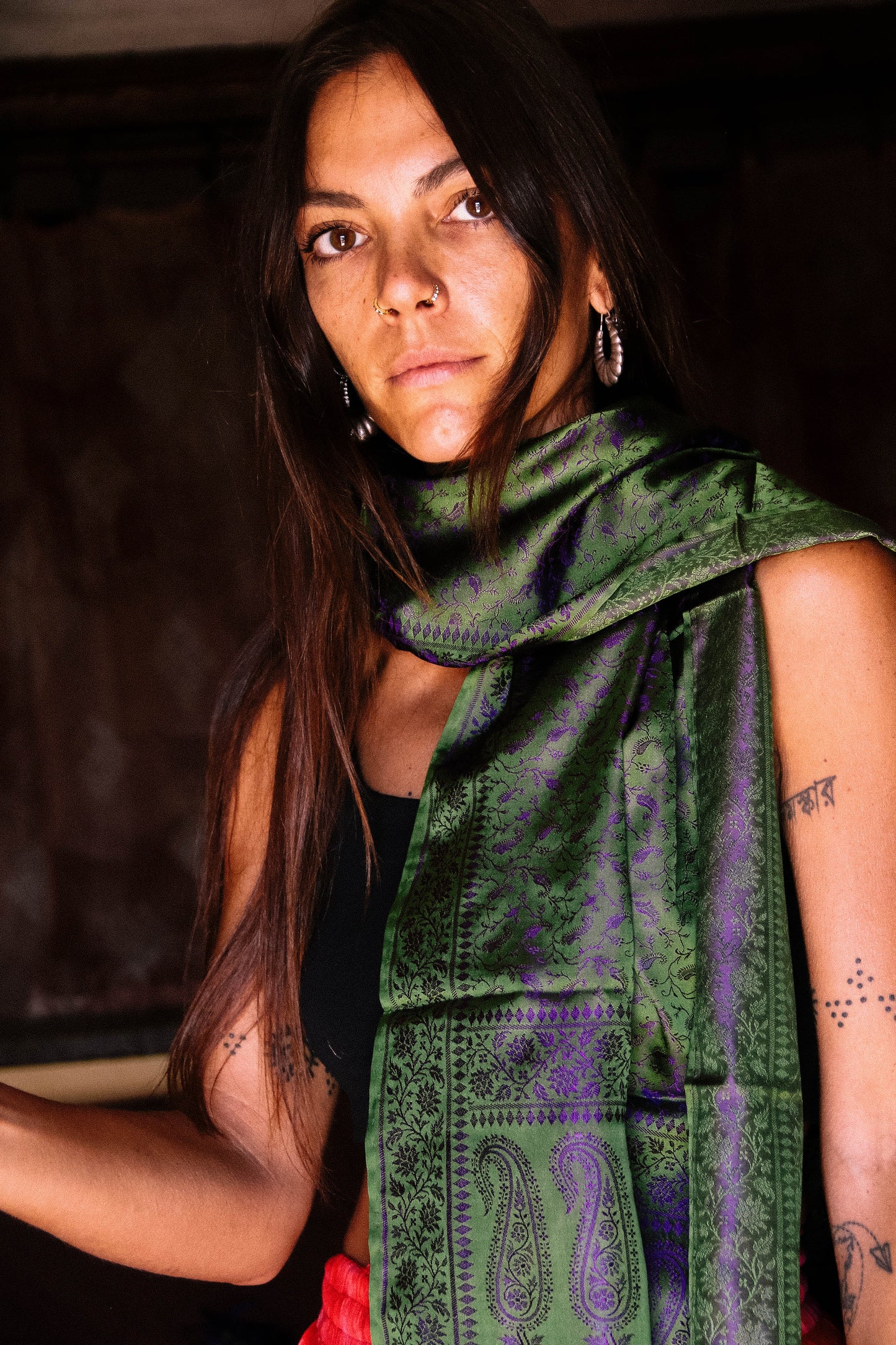 Foulard Swami #022 verde e viola