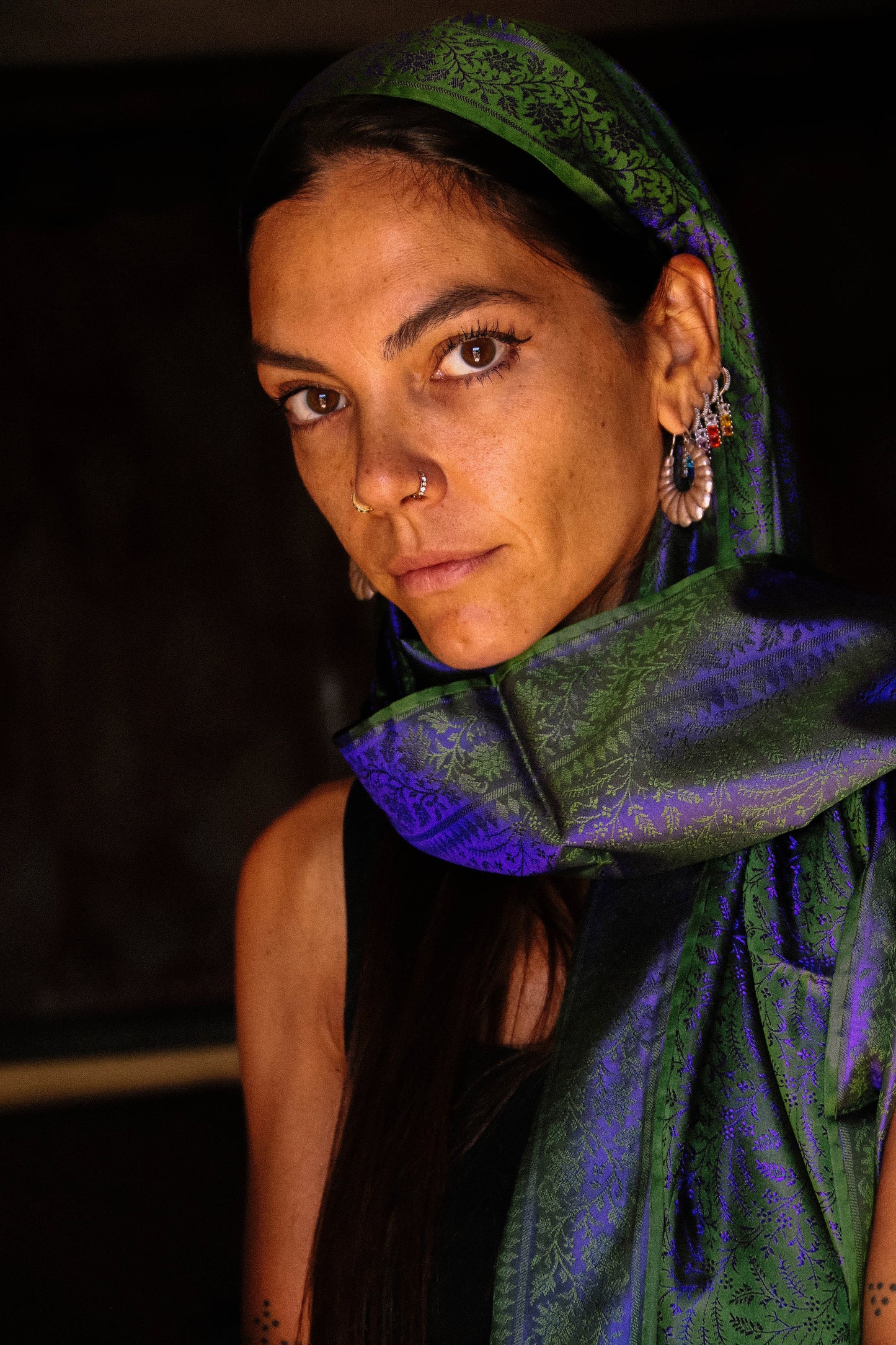 Foulard Swami #023 verde e bluette