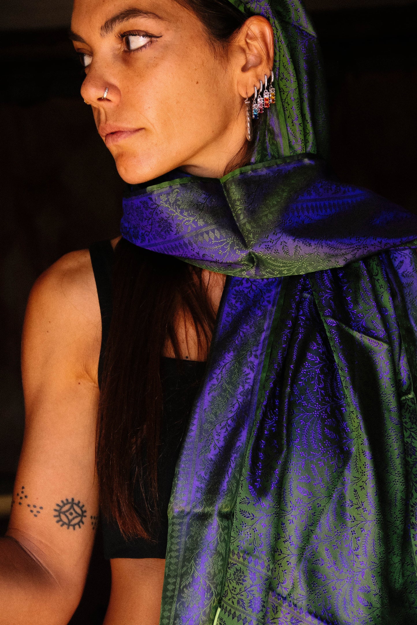 Foulard Swami #023 verde e bluette