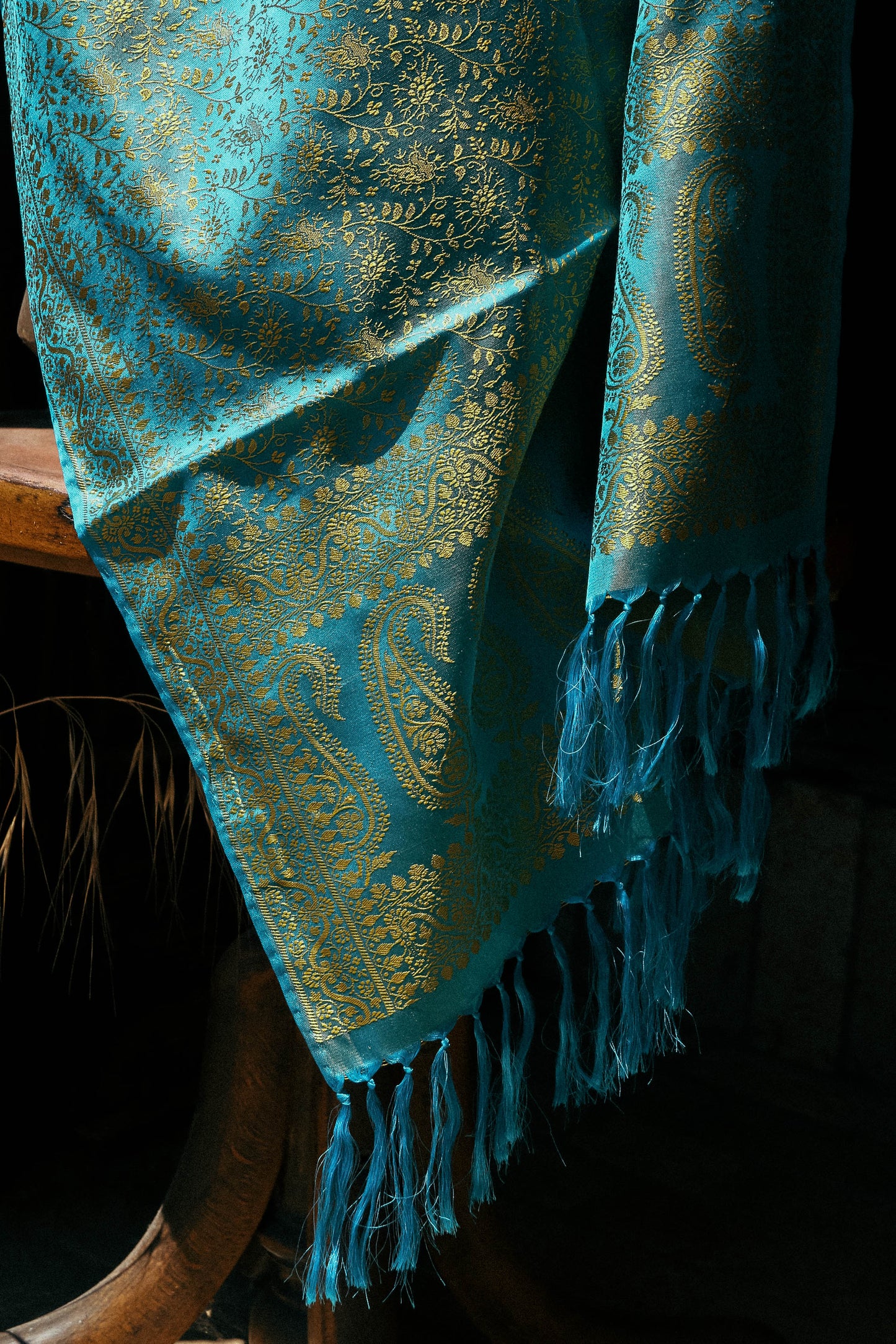 Foulard Swami #032 azzurro e oro