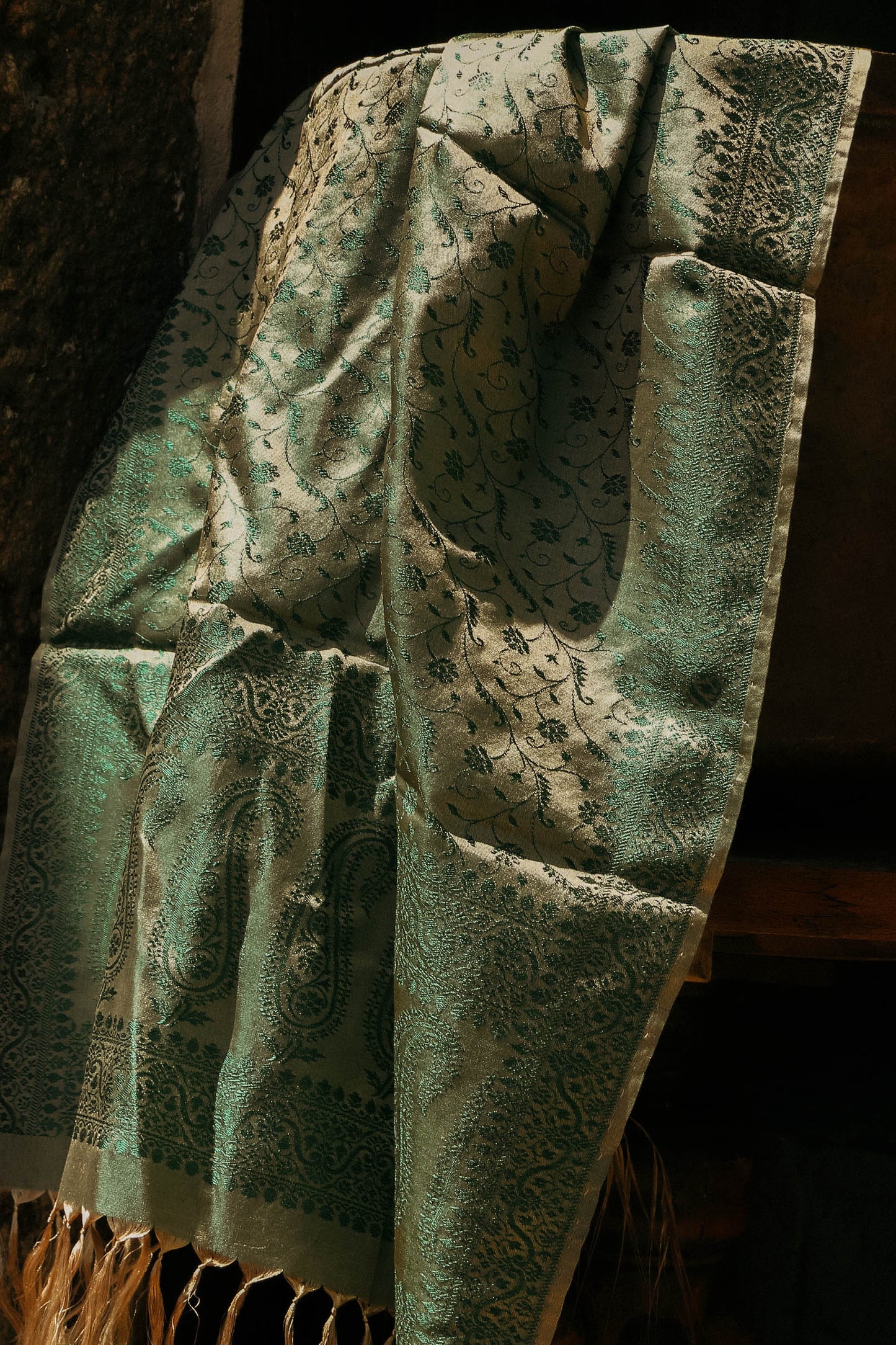 Foulard Hari #051 colori del bosco - verde e oro