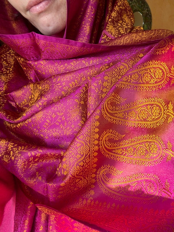 Foulard Swami #012 fuxia e oro