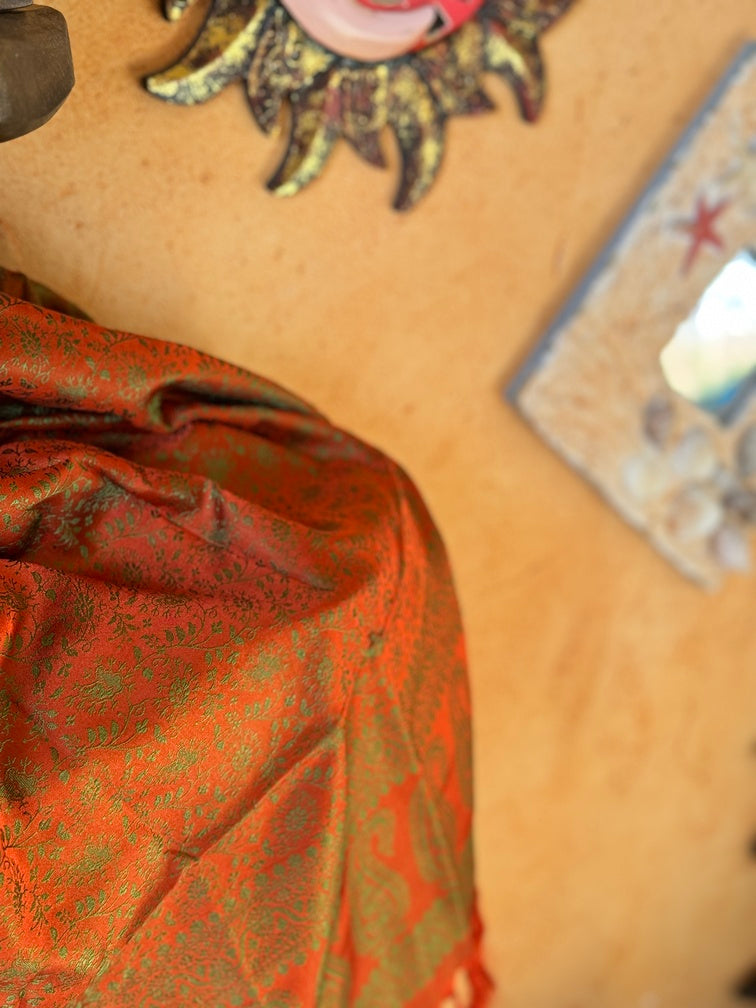 Foulard Swami #013 arancio scuro e verde