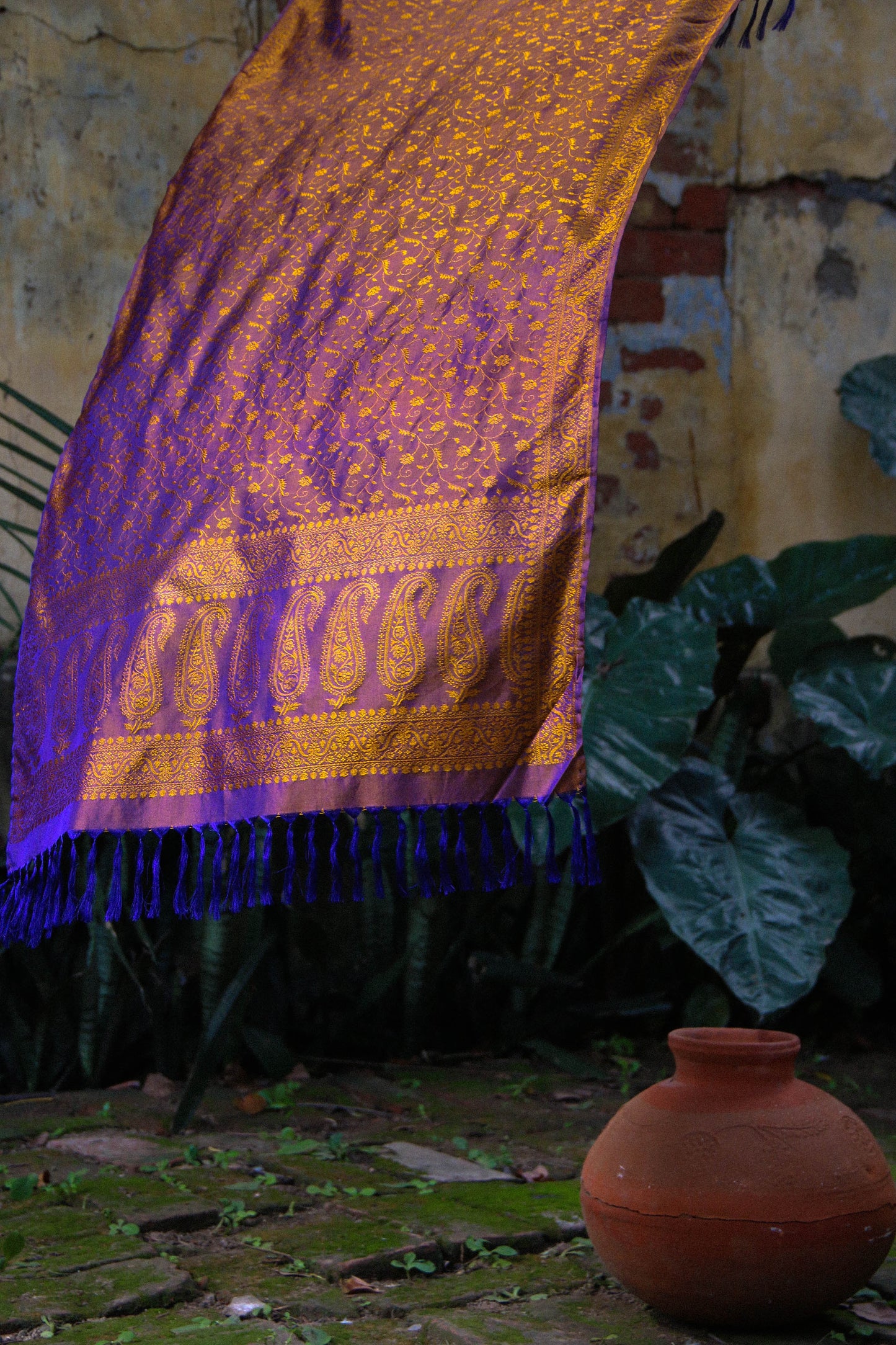 Foulard Hari #021 viola e oro