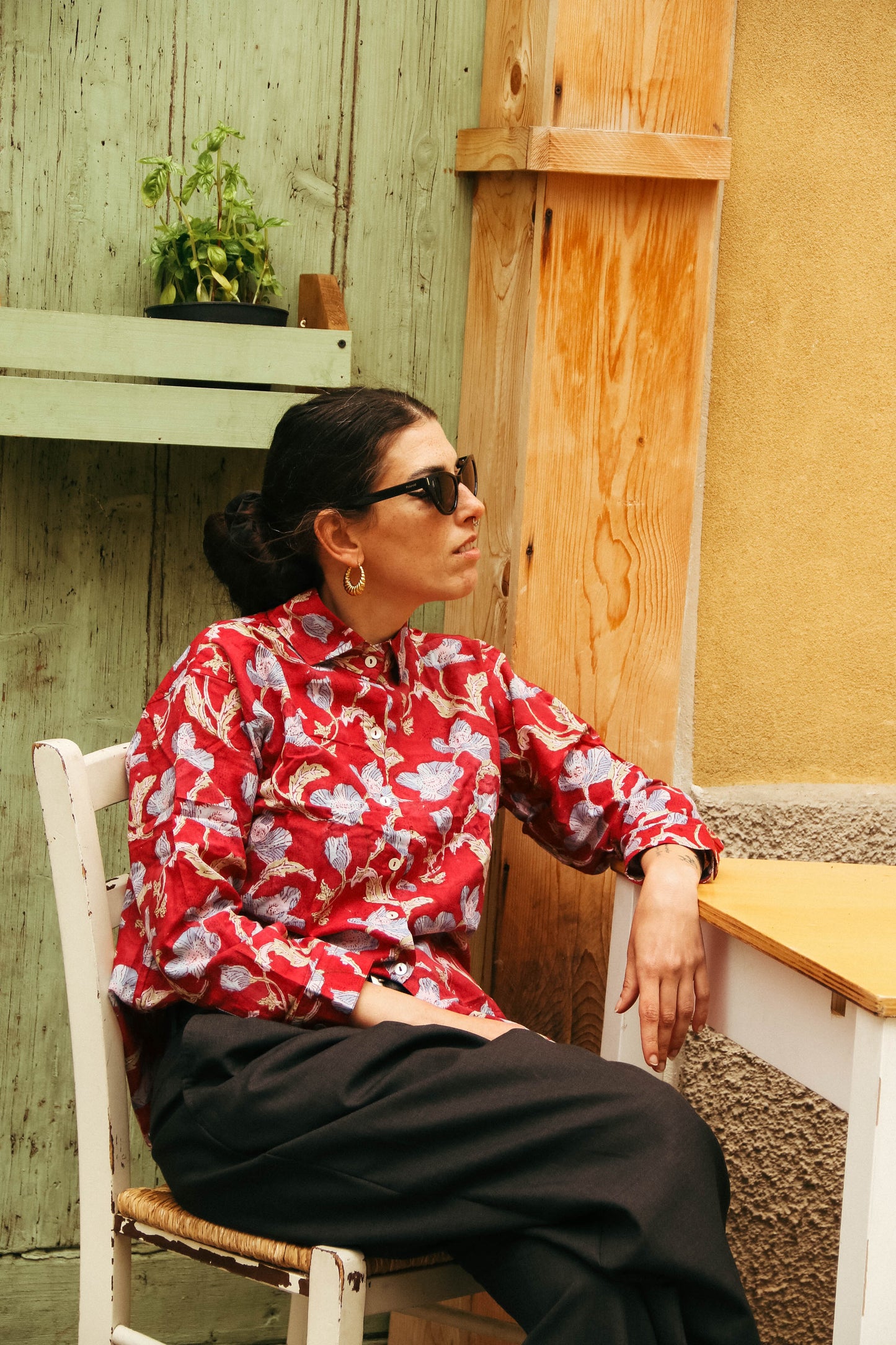 Camicia Aisha Bordeaux e Azzurra