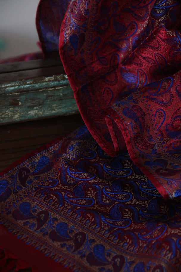 Foulard Yantra #001 bordeaux e blu