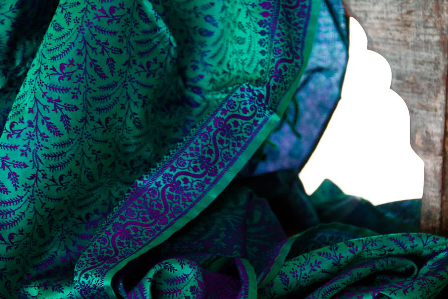 Foulard Swami #009 verde acqua e viola