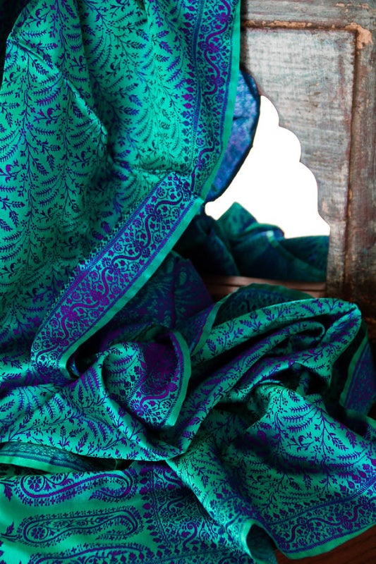 Foulard Swami #009 verde acqua e viola