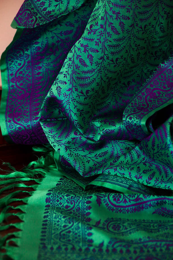 Foulard Swami #009 verde acqua e viola