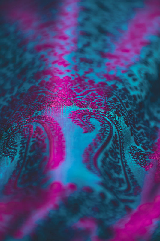 Foulard Hari #022 toni del blu e magenta