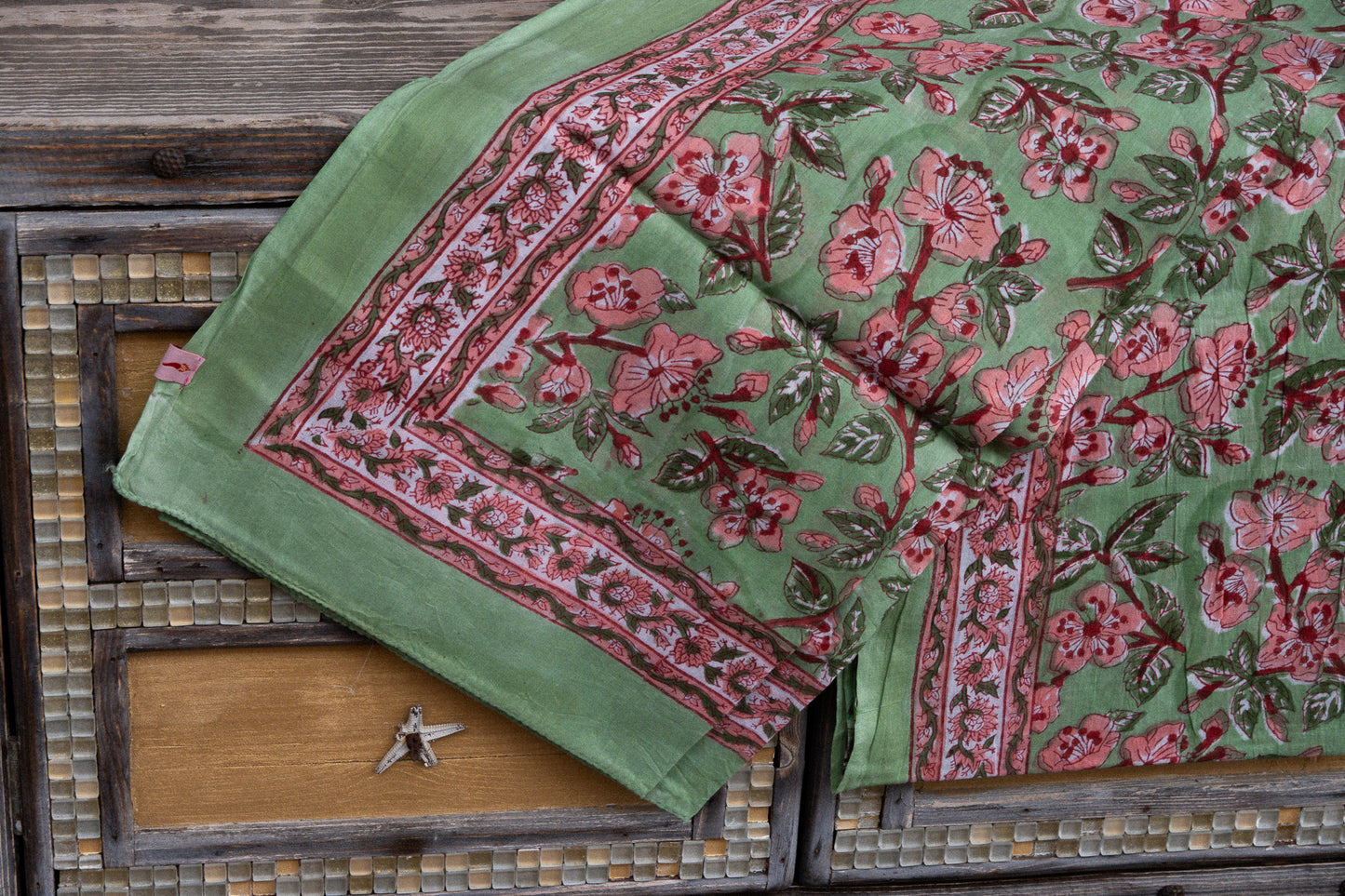 Pareo - Foulard Hara verde e rosa