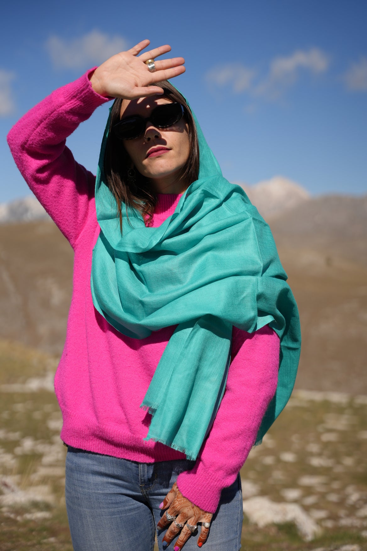 Sciarpa Acquamarina - 100% lana