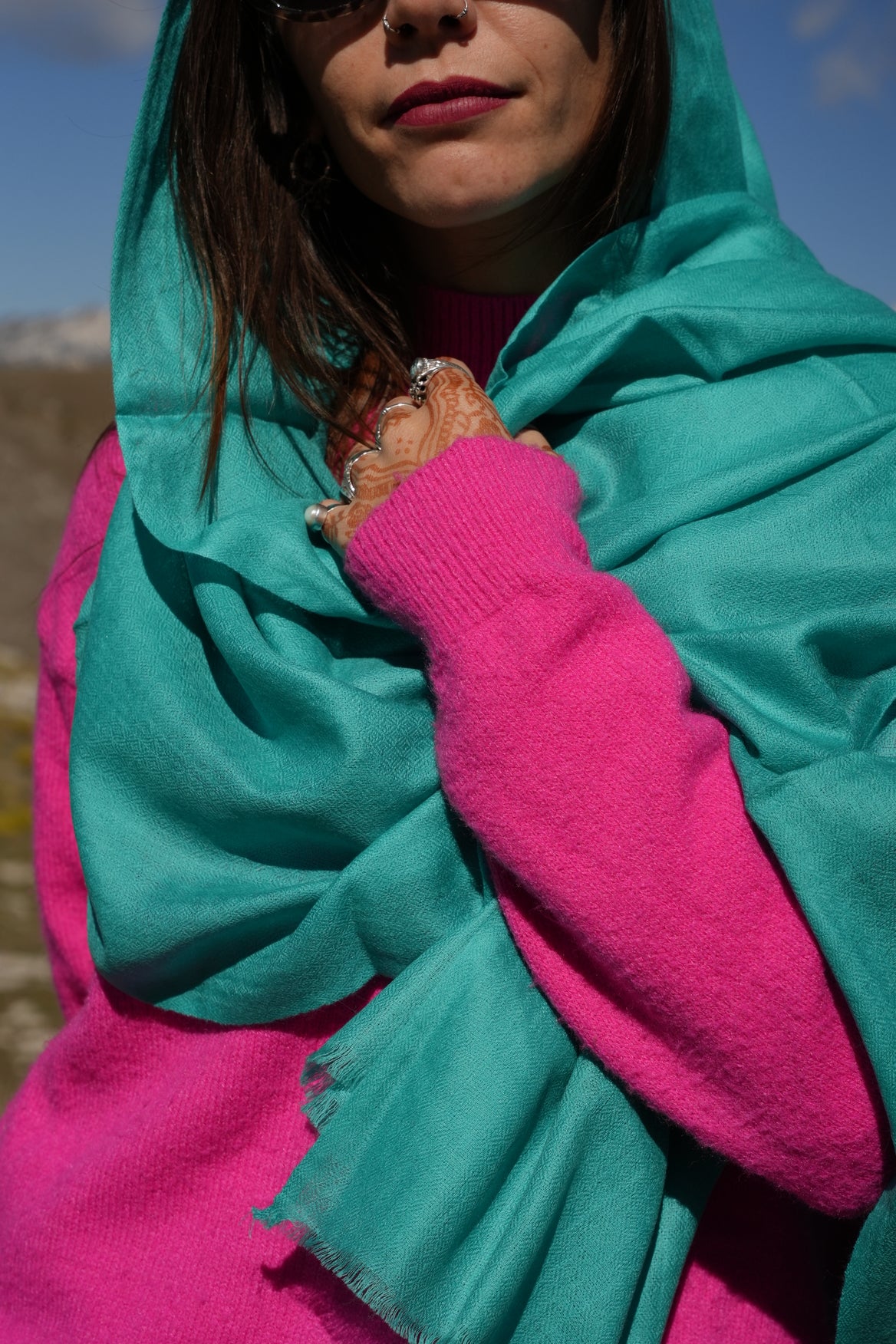 Sciarpa Acquamarina - 100% lana