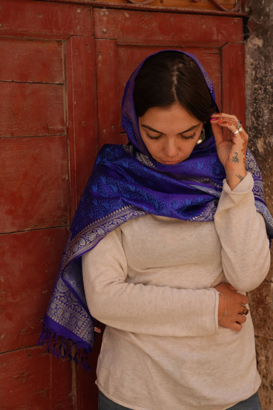 Foulard Zari #010 bluette