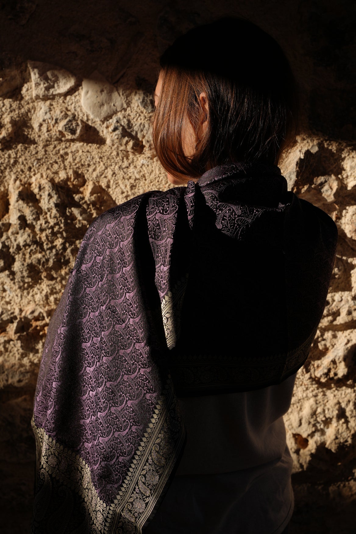 Foulard Zari #011 nero e viola
