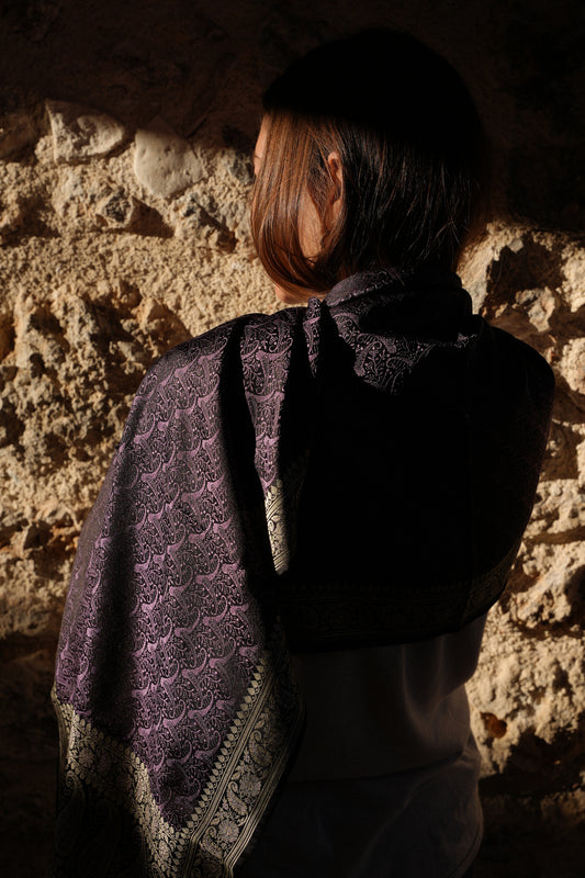Foulard Zari #011 nero e viola