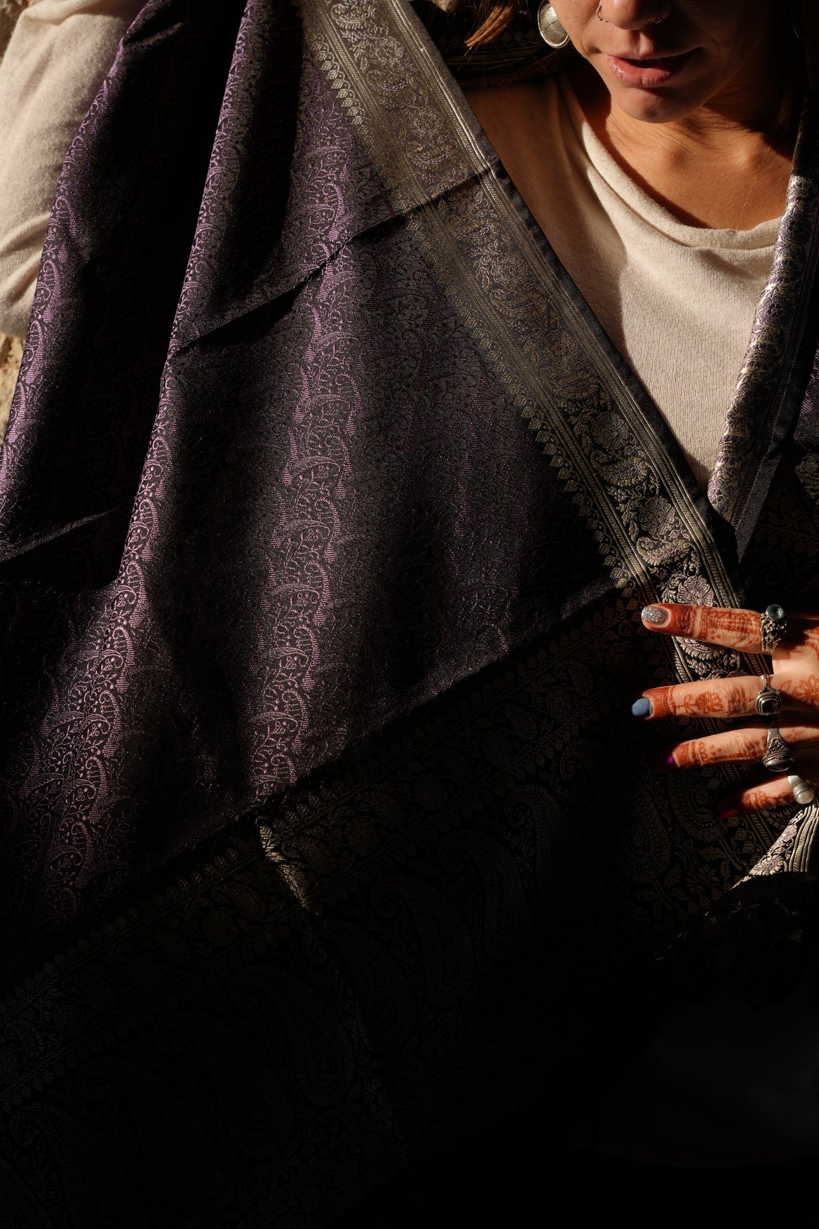 Foulard Zari #011 nero e viola