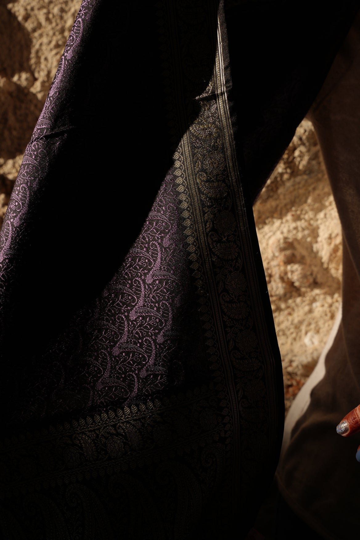 Foulard Zari #011 nero e viola