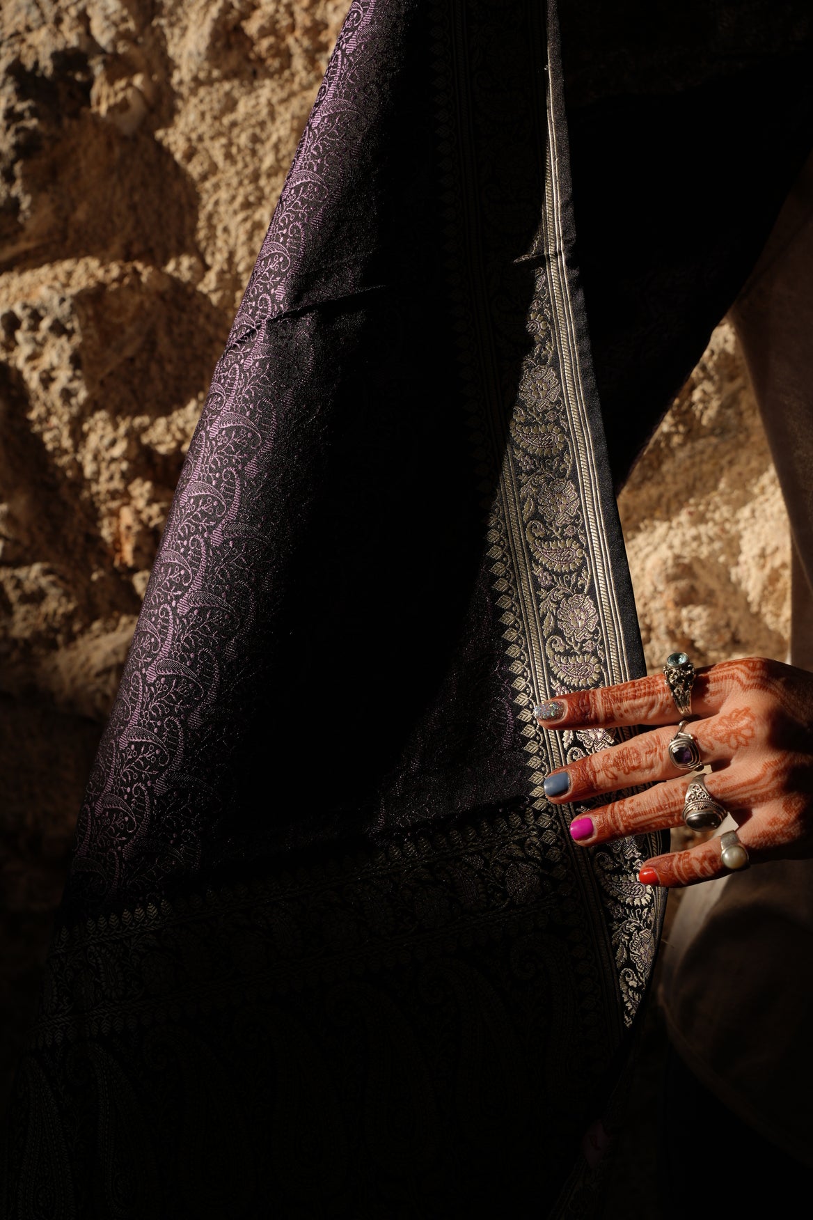 Foulard Zari #011 nero e viola