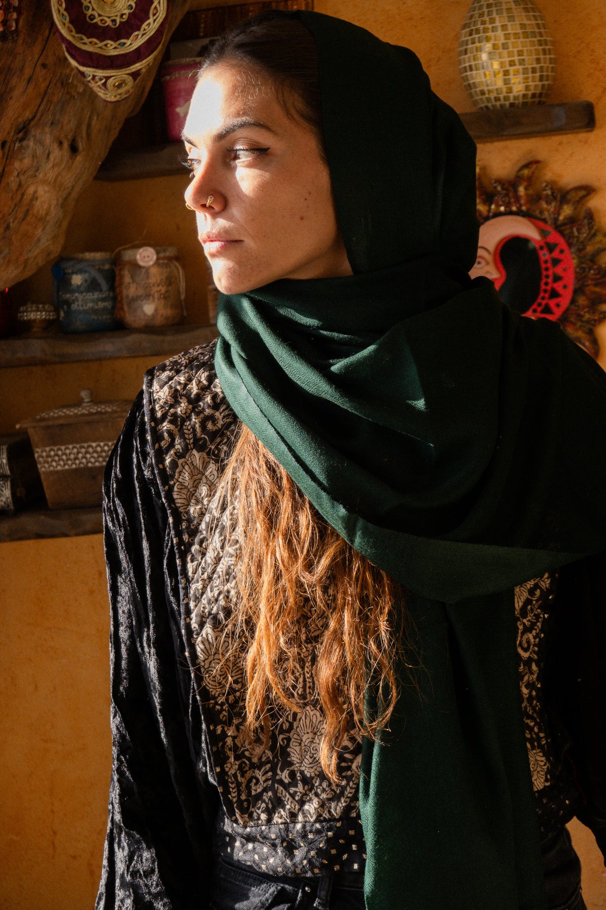 Sciarpa verde bottiglia - 100% lana