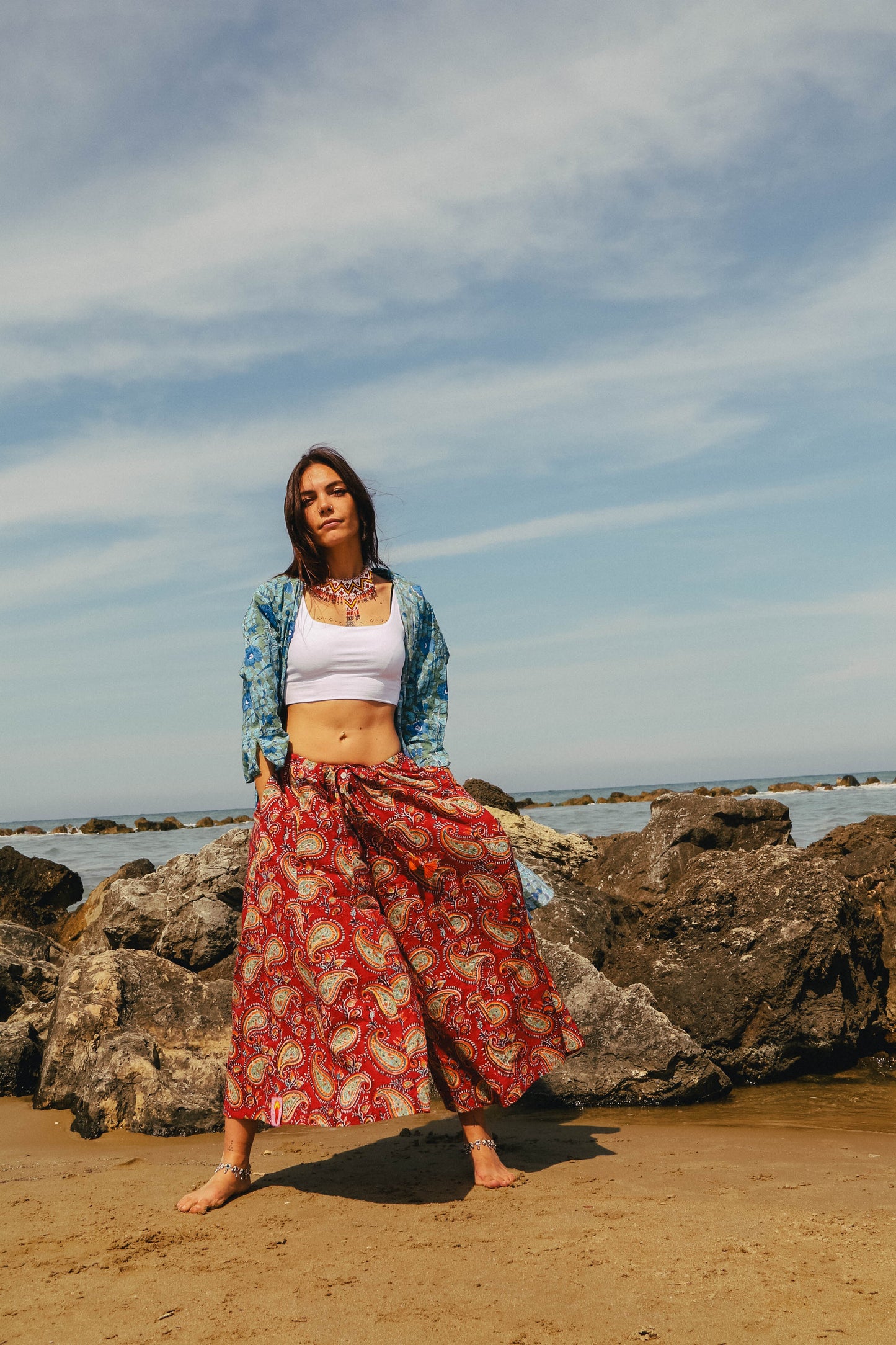 Pantaloni Maya Paisley con foulard