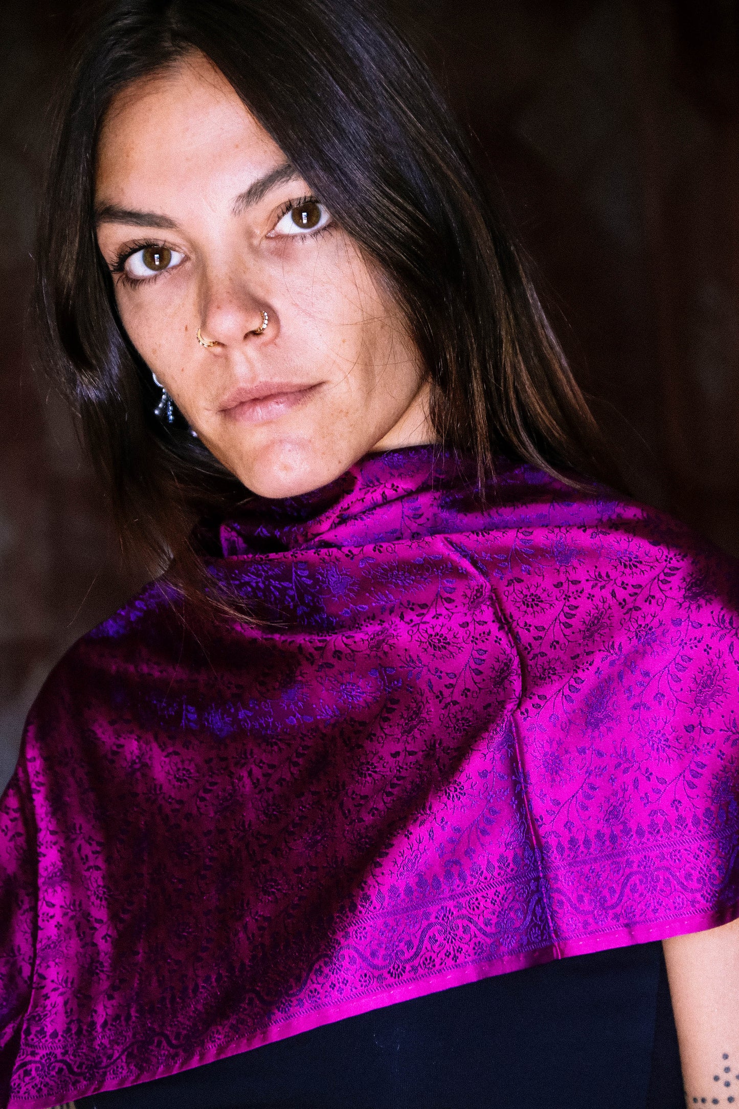 Foulard Swami #028 burgundy e blu scuro