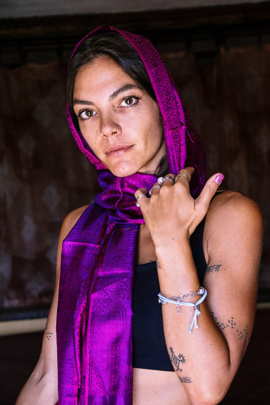 Foulard Swami #028 burgundy e blu scuro