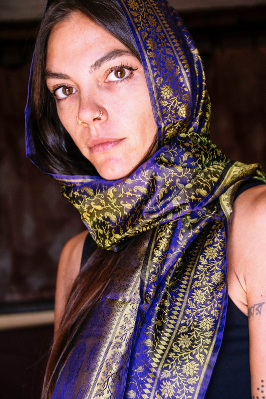 Foulard Swami #025 blu e giallo