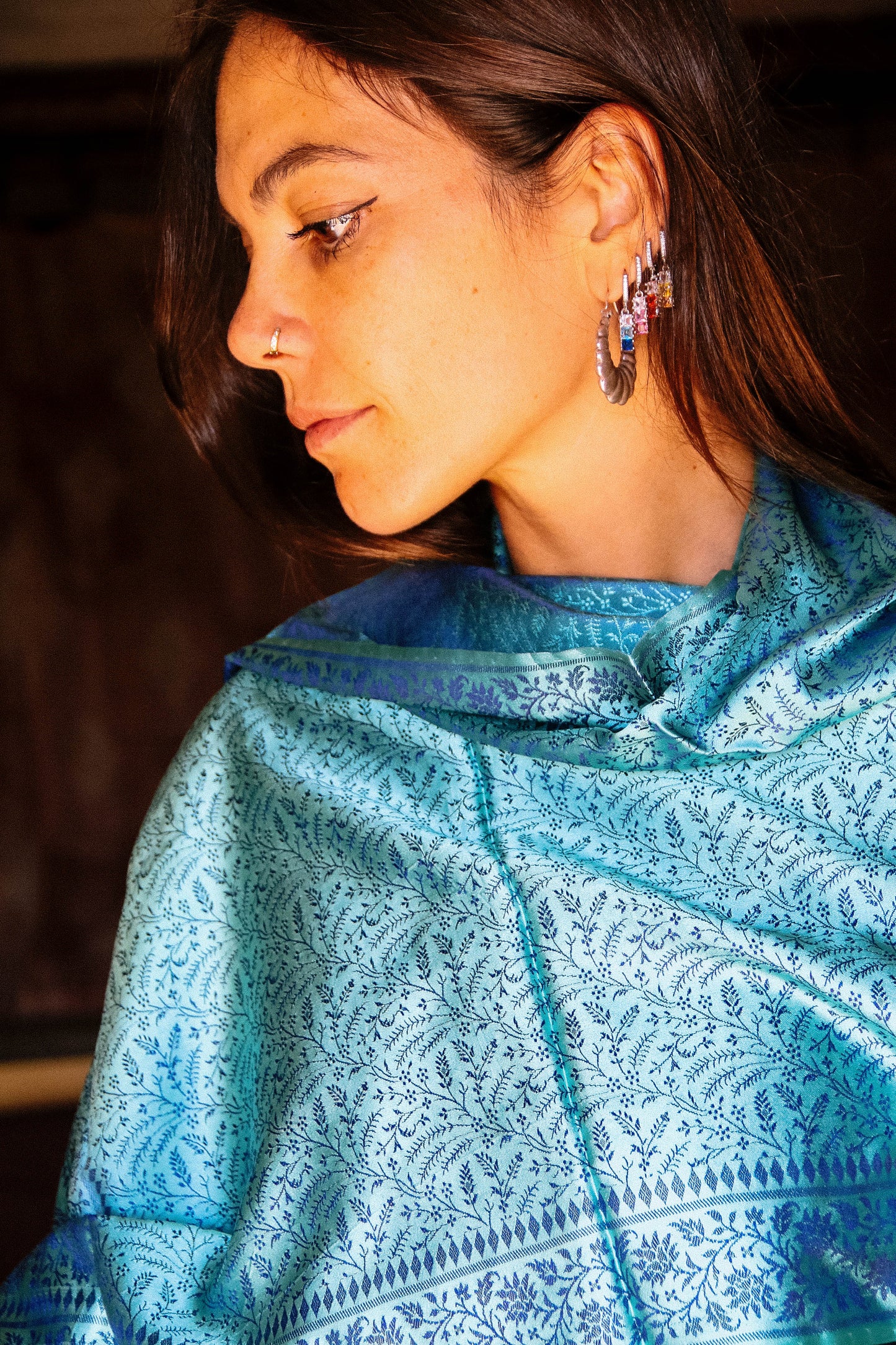 Foulard Swami #027 turchese e blu