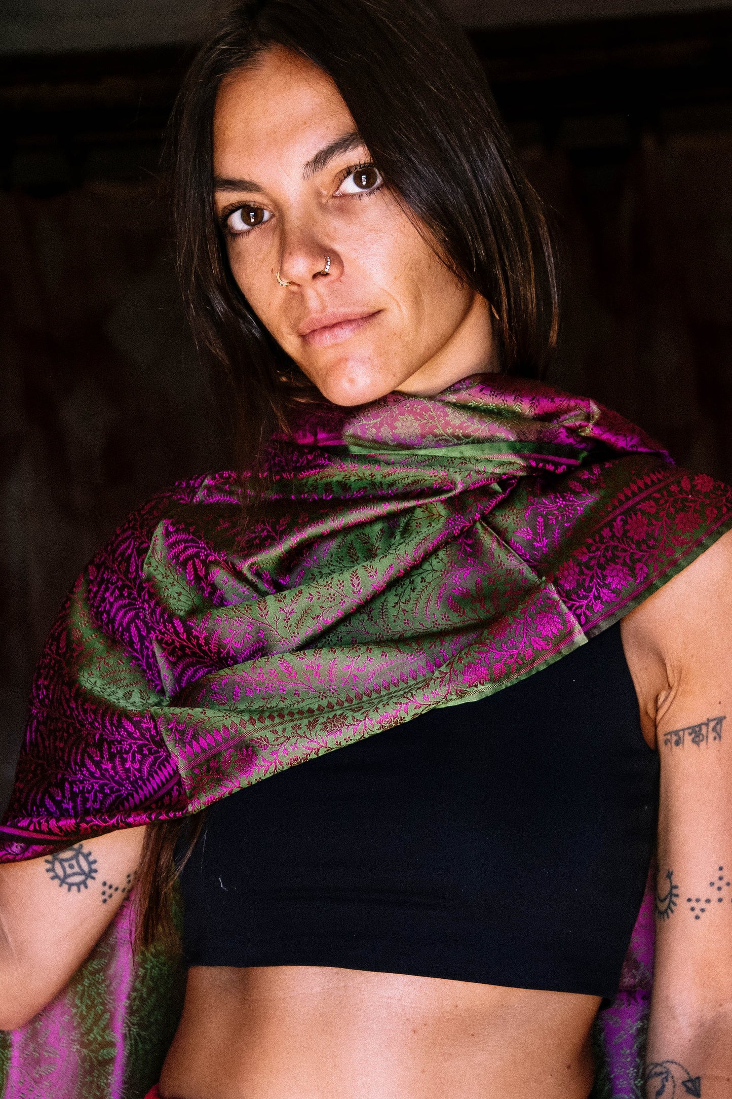Foulard Swami #021 verde e fuxia