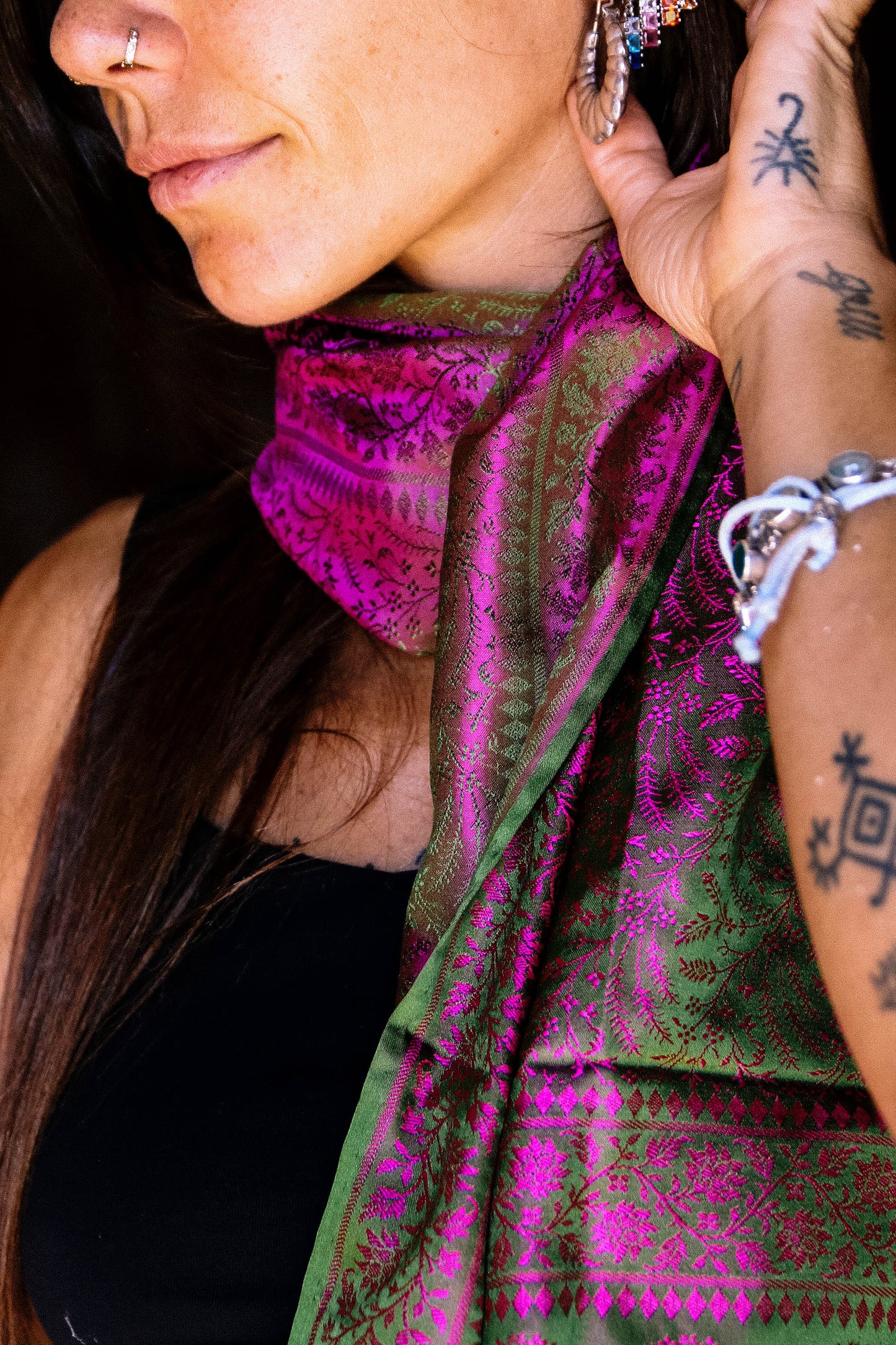 Foulard Swami #021 verde e fuxia