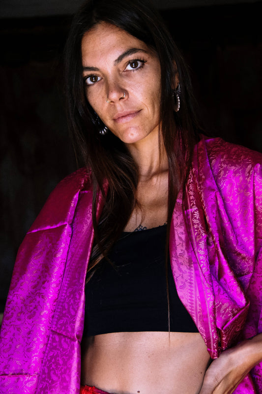 Foulard Swami #016 fuxia e oro