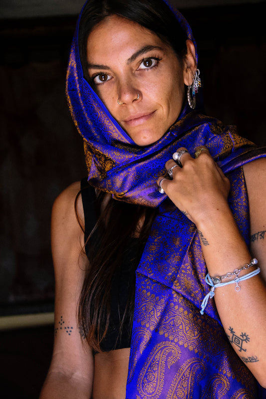Foulard Swami #014 blu e oro