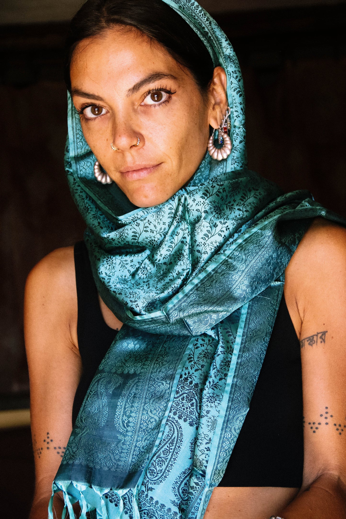 Foulard Swami #018 turchese e nero
