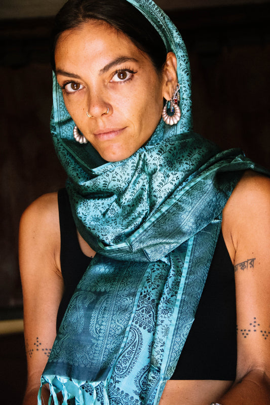 Foulard Swami #018 turchese e nero