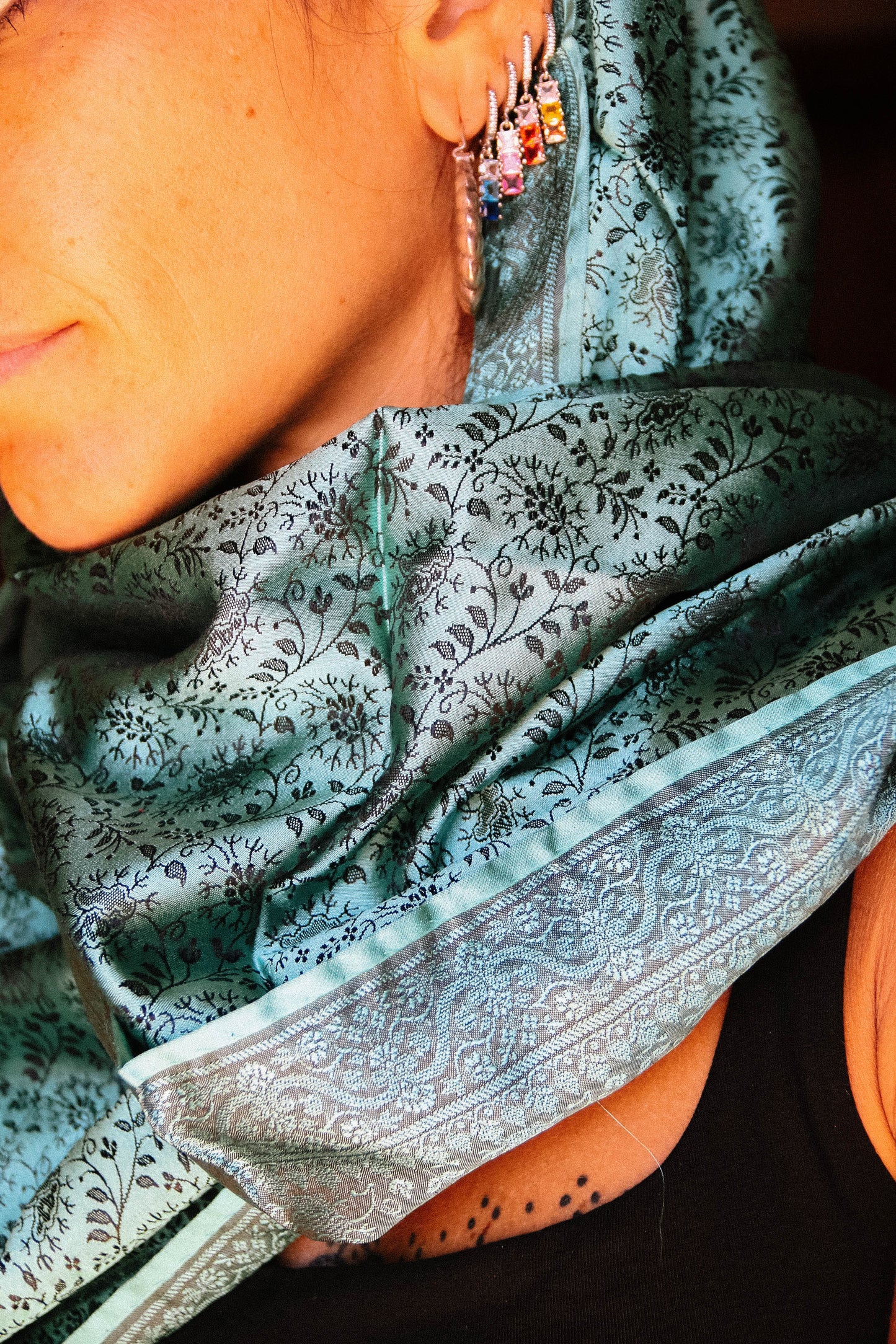 Foulard Swami #018 turchese e nero