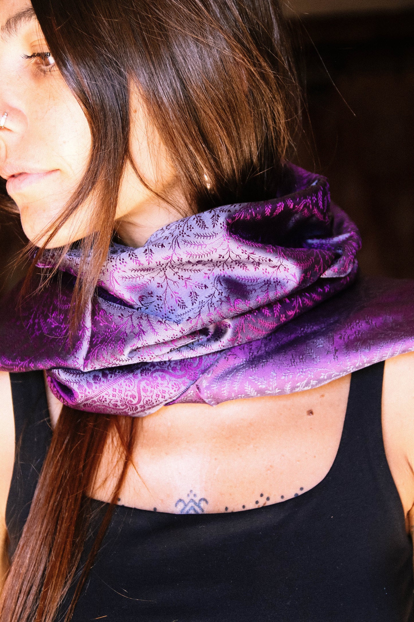 Foulard Swami #020 grigio e viola