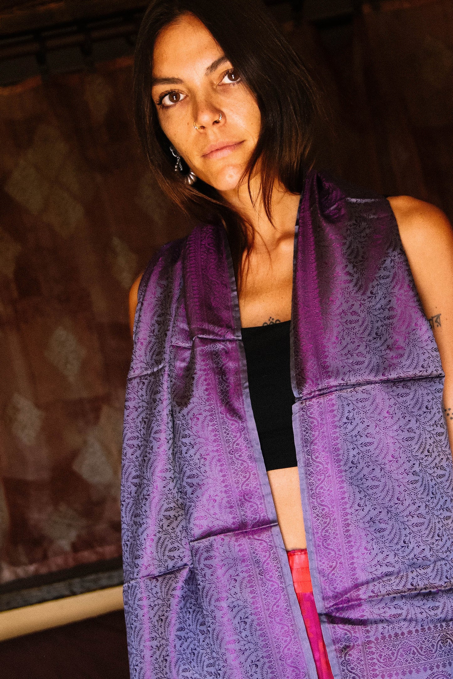 Foulard Swami #020 grigio e viola
