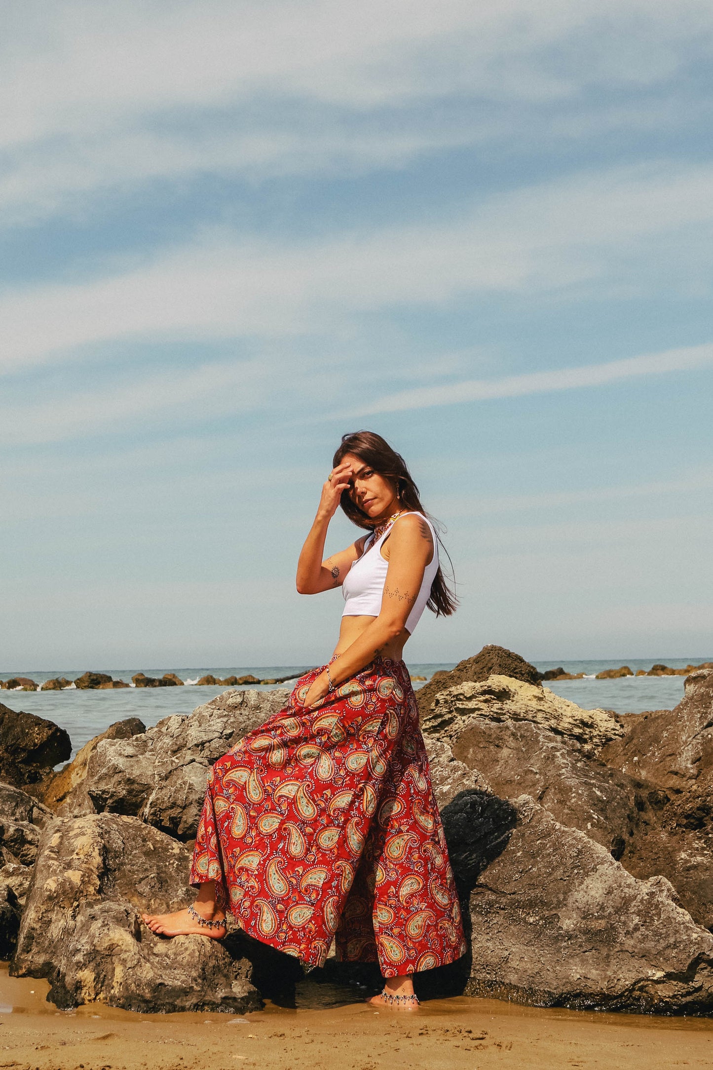 Pantaloni Maya Paisley con foulard