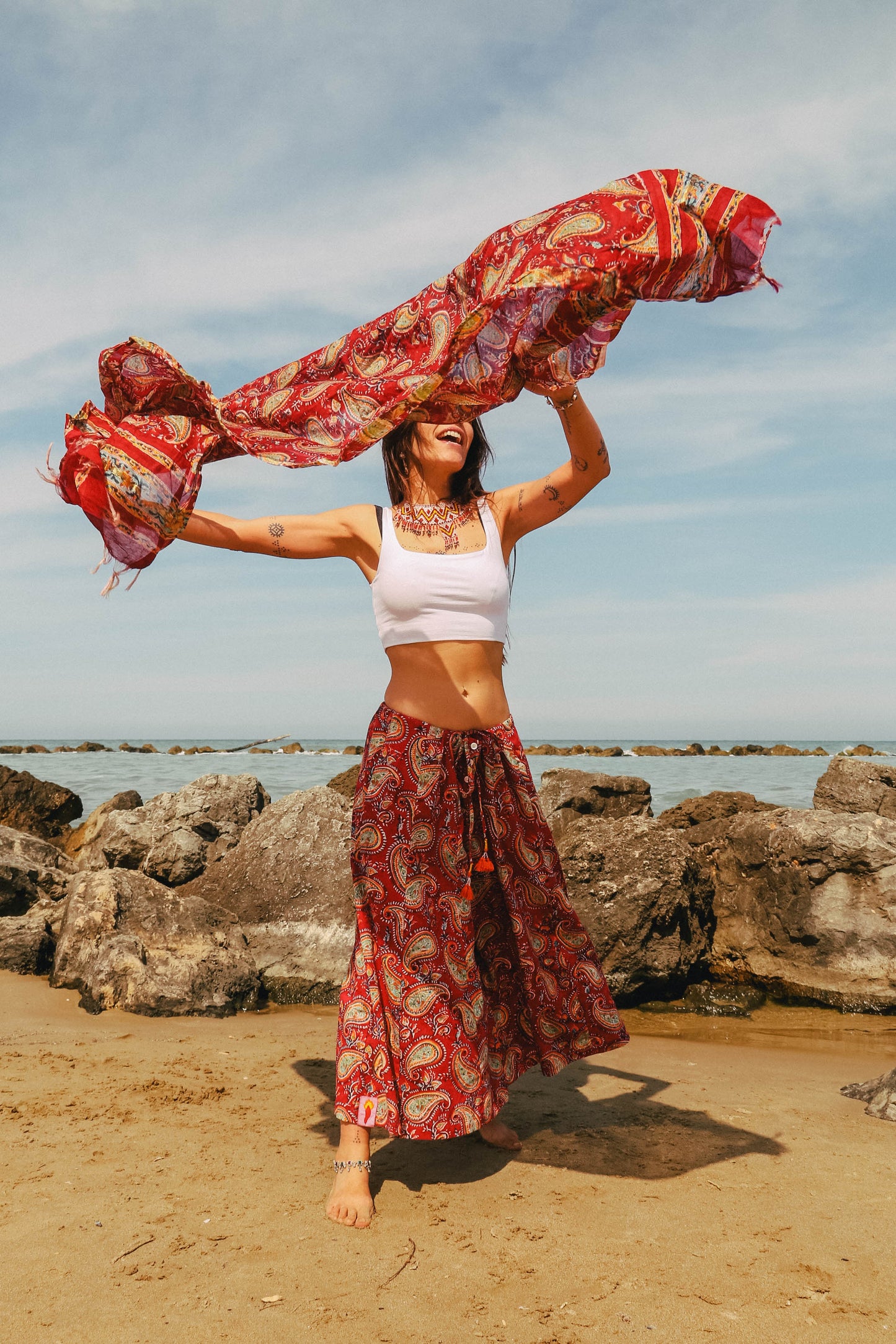 Pantaloni Maya Paisley con foulard