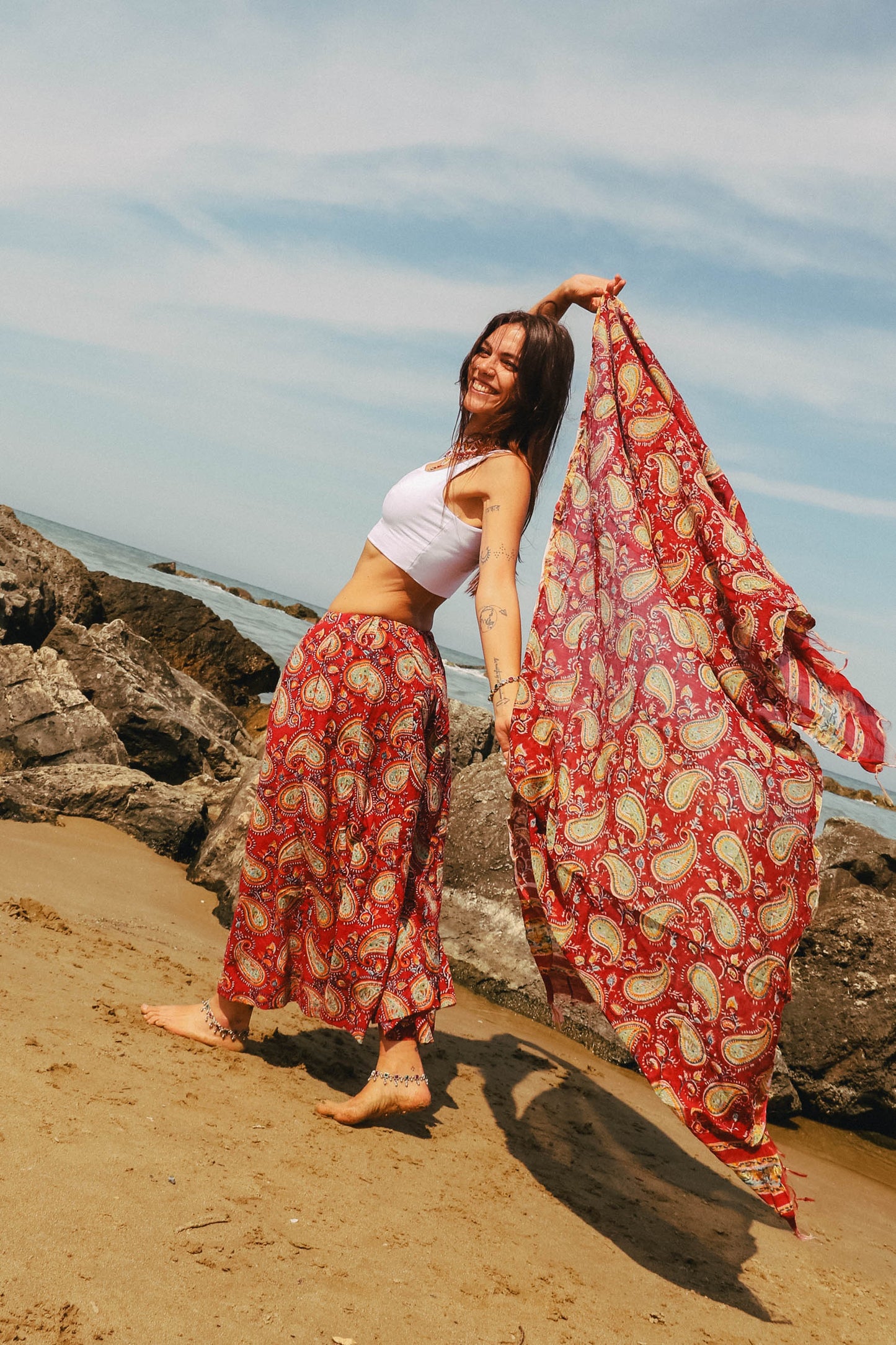 Pantaloni Maya Paisley con foulard