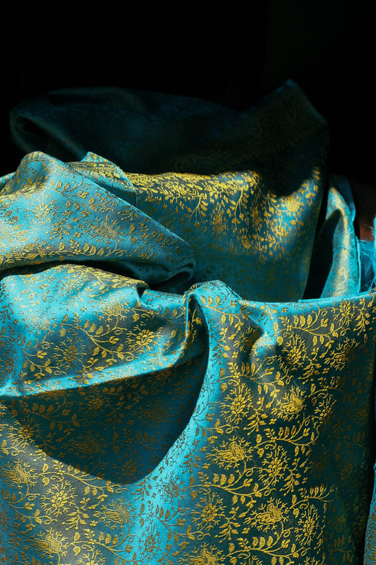 Foulard Swami #032 azzurro e oro