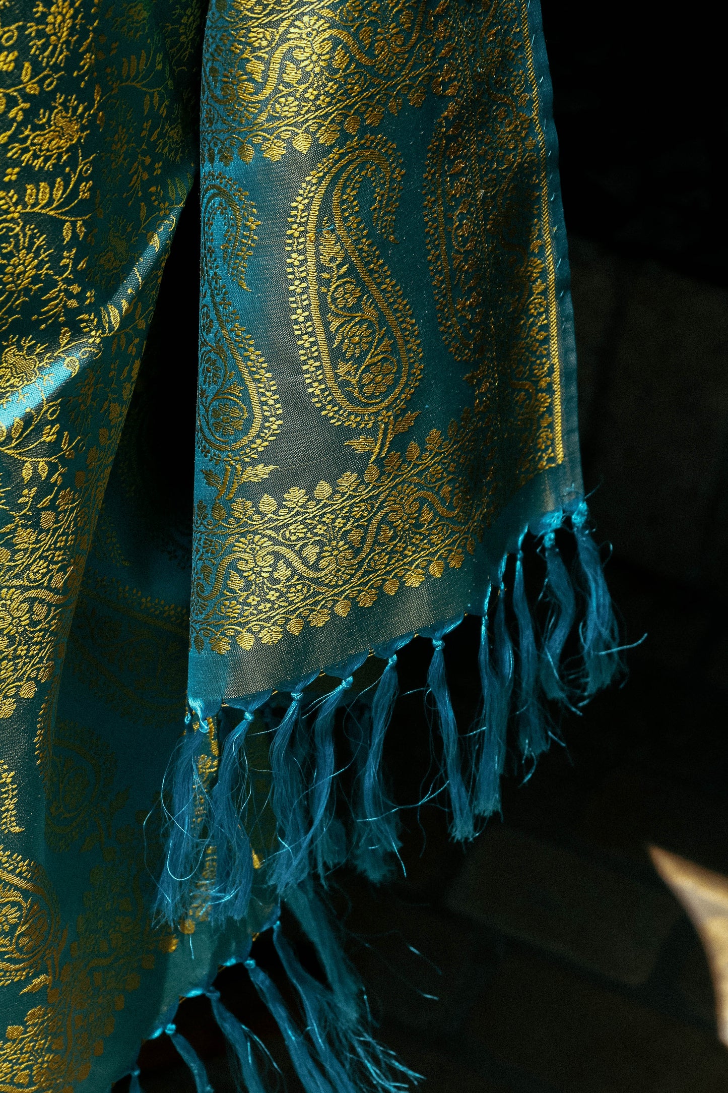 Foulard Swami #032 azzurro e oro
